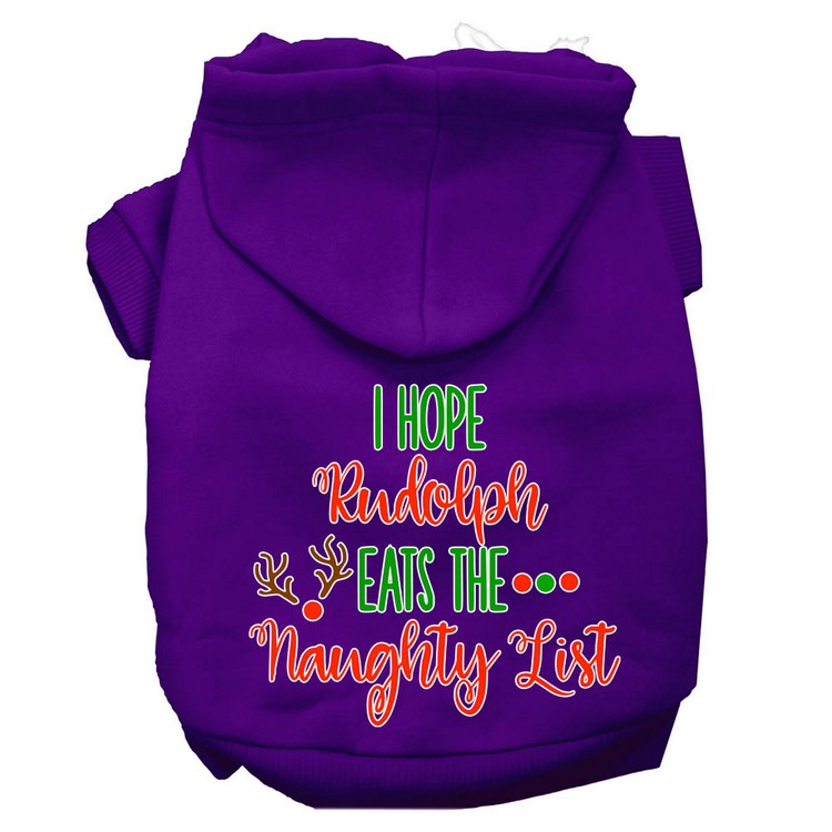 Hope Rudolph Eats Naughty List Screen Print Dog Hoodie Purple XXXL